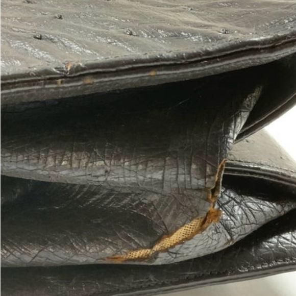 RARE 1950s True Vintage Elegance Evans Ostrich Leather Bamboo Handle Purse - Picture 8 of 10